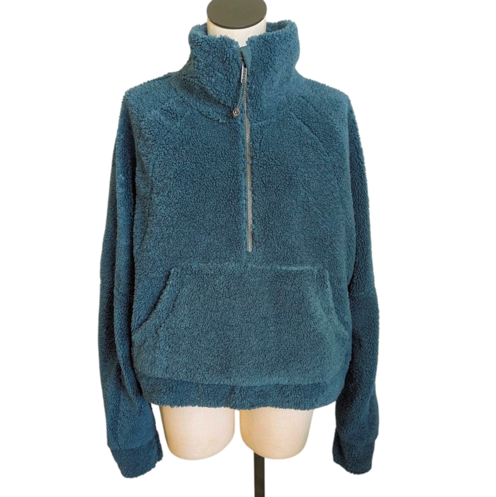 Lululemon Scuba Oversized Cropped Sherpa Fleece Funnel 1/2 Zip Pullover XL XXL - Picture 14 of 14
